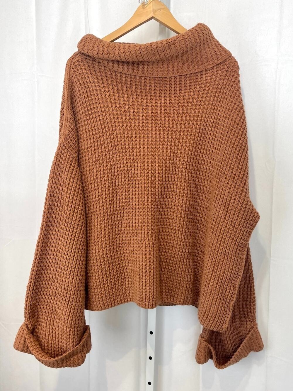 FREE PEOPLE Park City Pullover Sweater Oversize Chunky Knit Terra Cotta Size L